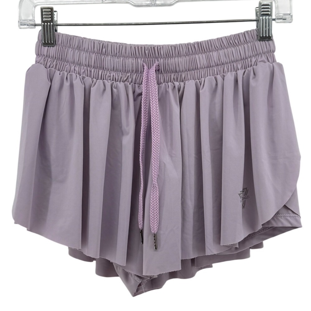 Luogongzi Lavender Purple 2-in-1 Flowy Athletic Shorts Skort Medium Drawstring